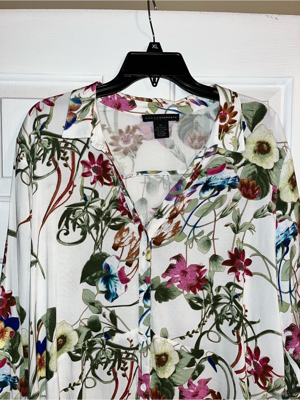 Grace Elements White Floral Print Dress with Multicolor Accents - Picture 7 of 8